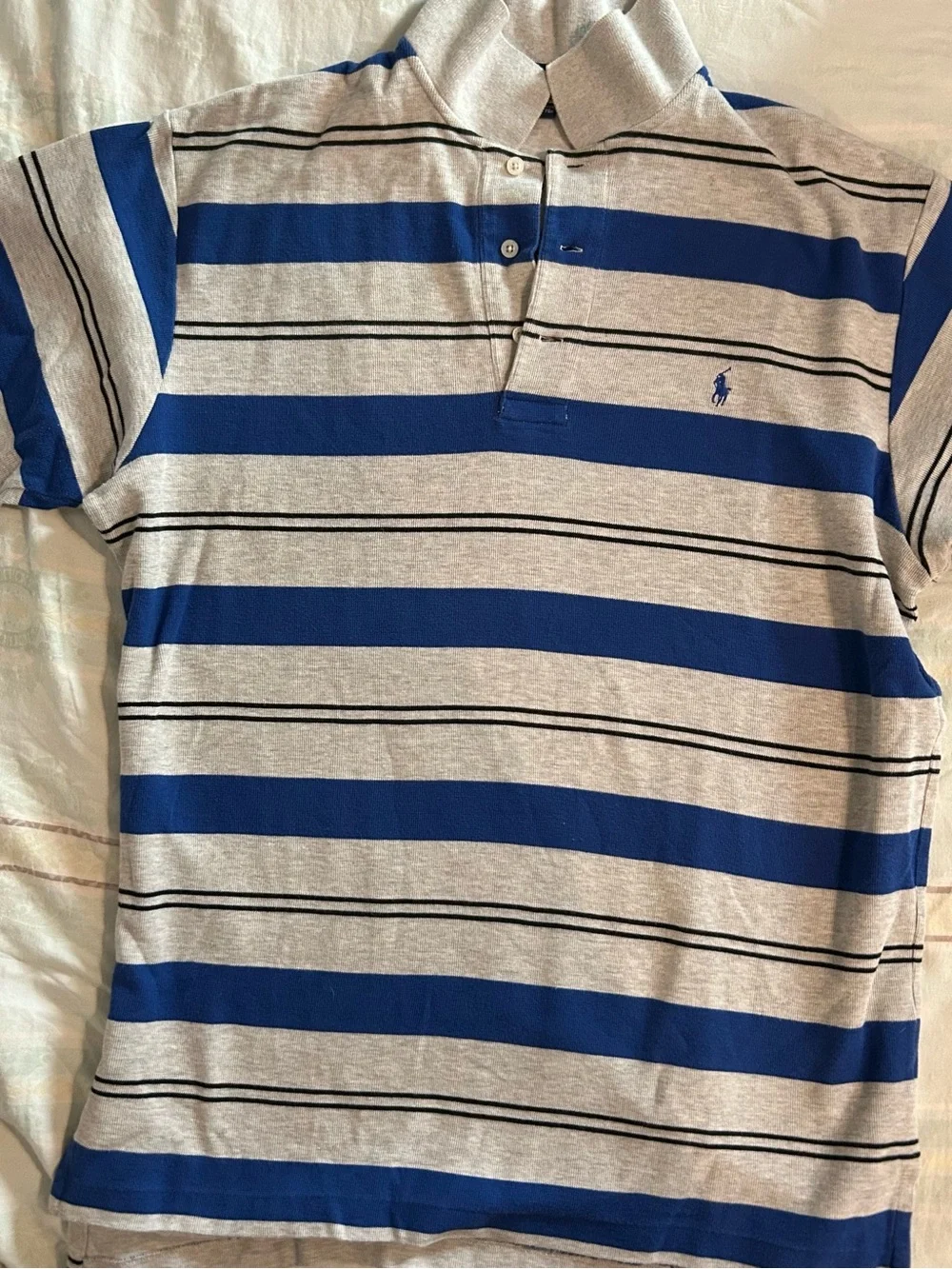 Ralph Lauren Golf Blue & Gray Striped Polo Shirt Tiburon Naples M